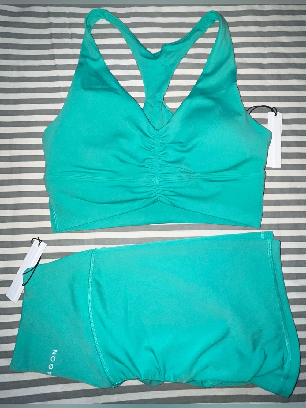 Paragon Reluna Ruched Bra + Reluna Sculptseam Plus Short 6" in Palm Leaf Sz M